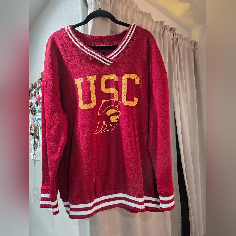 Torrid Size 2 USC Red Sweatshirt‎ with Striped Trim